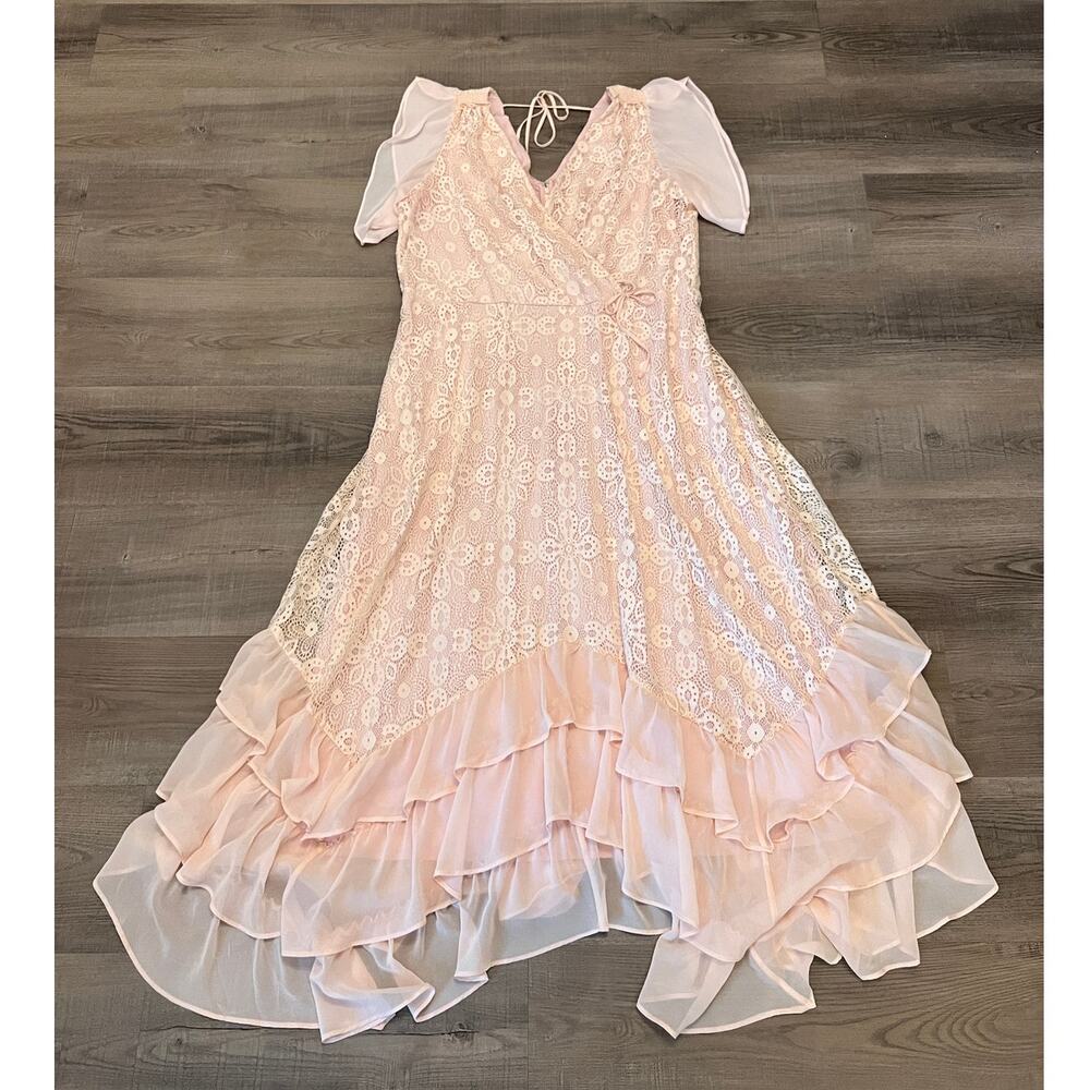 Sundance Champs De Fleur Lace Faux Wrap Maxi Dress